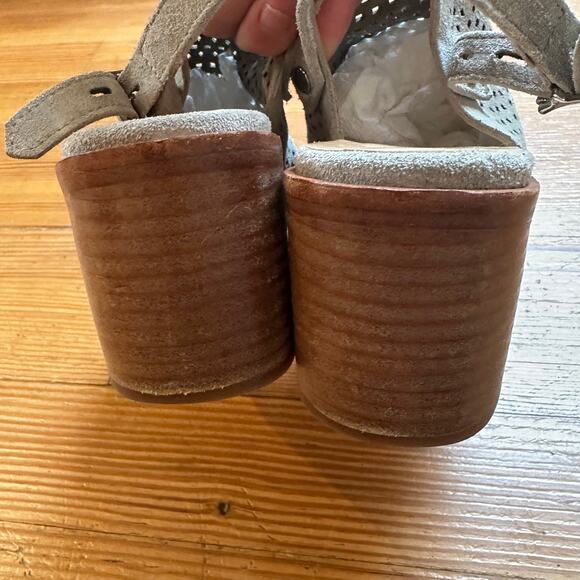 rag & bone Gray Perforated Suede Open-Toe Block Heel Sandals - Picture 4 of 6